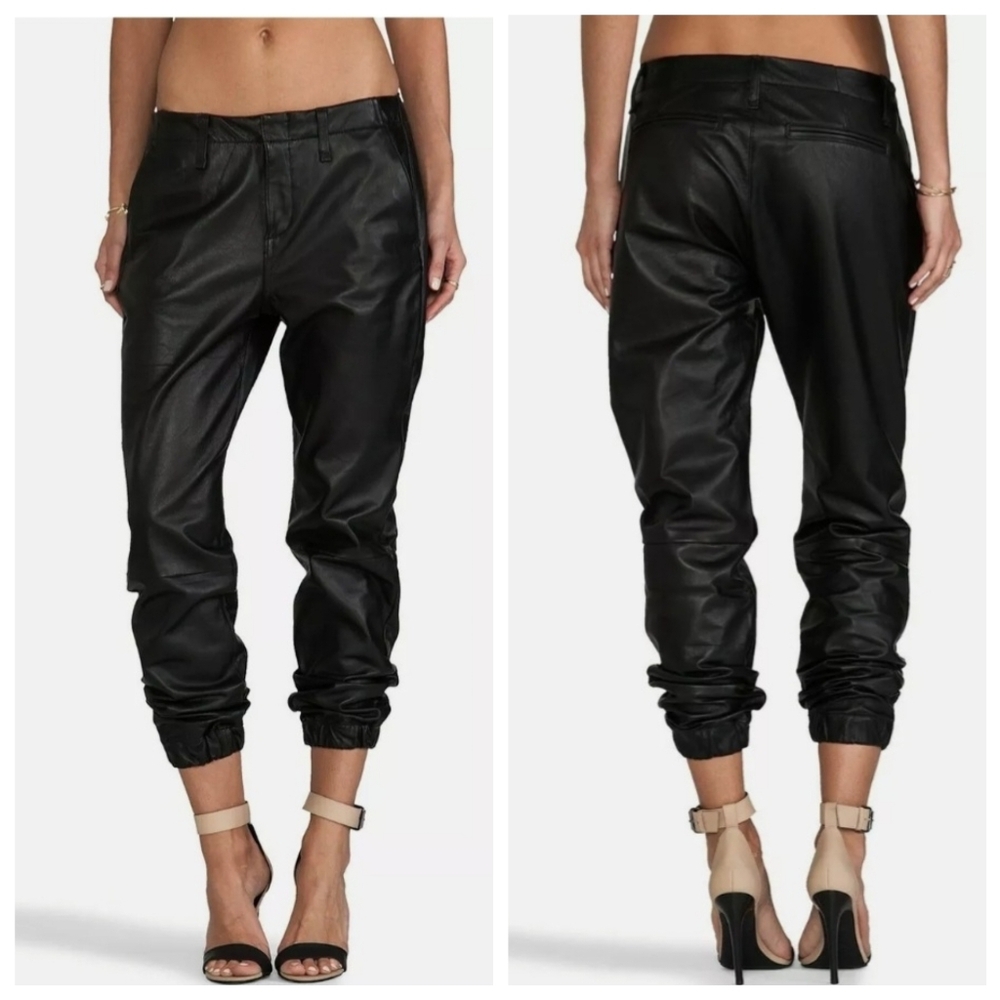 Rag and Bone Pajama Black Leather Pants Size 26